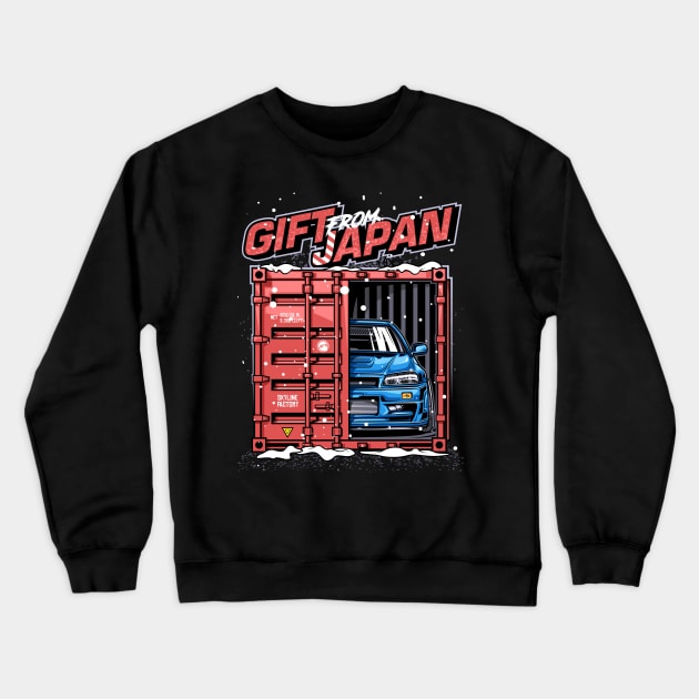 Christmas Gift From Japan Skyline R34 Crewneck Sweatshirt by racingfactory